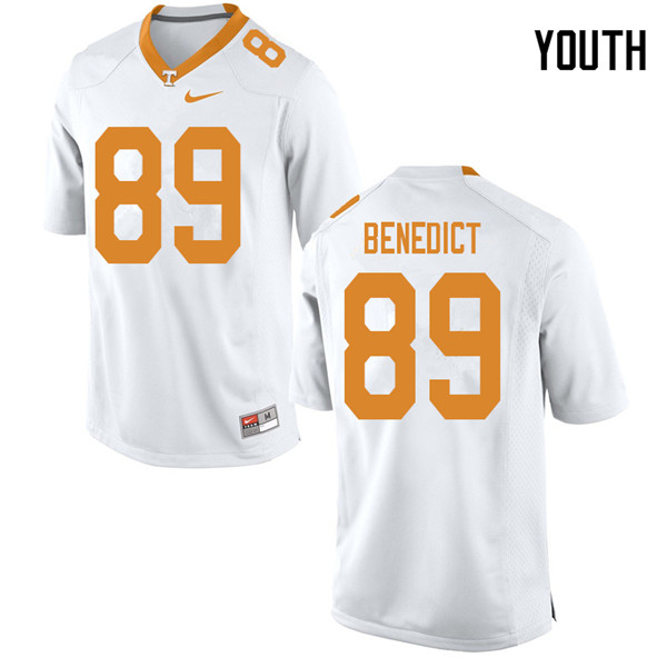 Youth #89 Brandon Benedict Tennessee Volunteers College Football Jerseys Sale-White - Click Image to Close